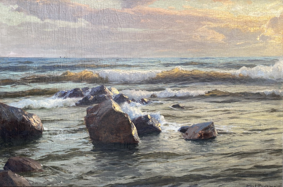 Karl Theodor BÖHME (1866 Hambourg - 1939 Munich) Allemagne Mer au soleil couchant