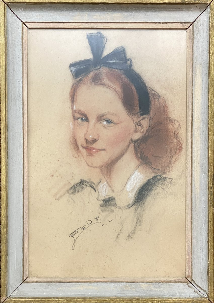 Jean Jules Henry Geoffroy (1853 Marennes - 1924 Paris) Portrait d'une jeune fille -photo-4