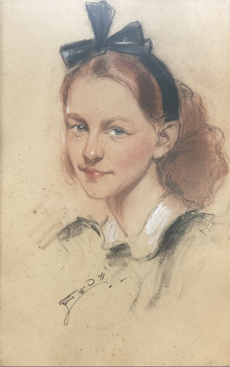 Jean Jules Henry Geoffroy (1853 Marennes - 1924 Paris) Portrait d'une jeune fille 