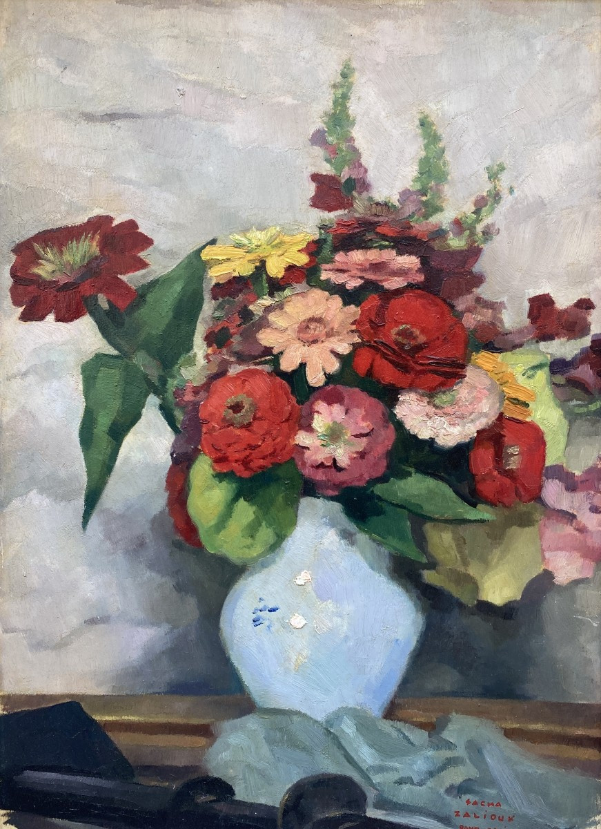 Sacha Zaliouk (radomychl 1887 - Paris 1971) Russian Empire Bouquet Of Flowers