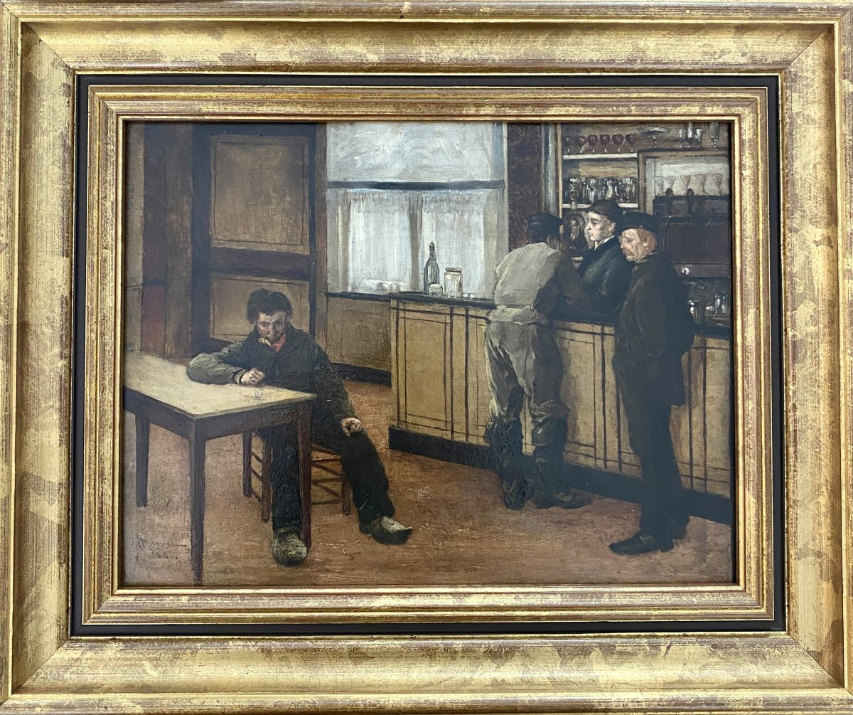 Johannes Lodewijk Moerman (batavia 1850 - 1896 Berchem) Belgium Bar Scene-photo-3