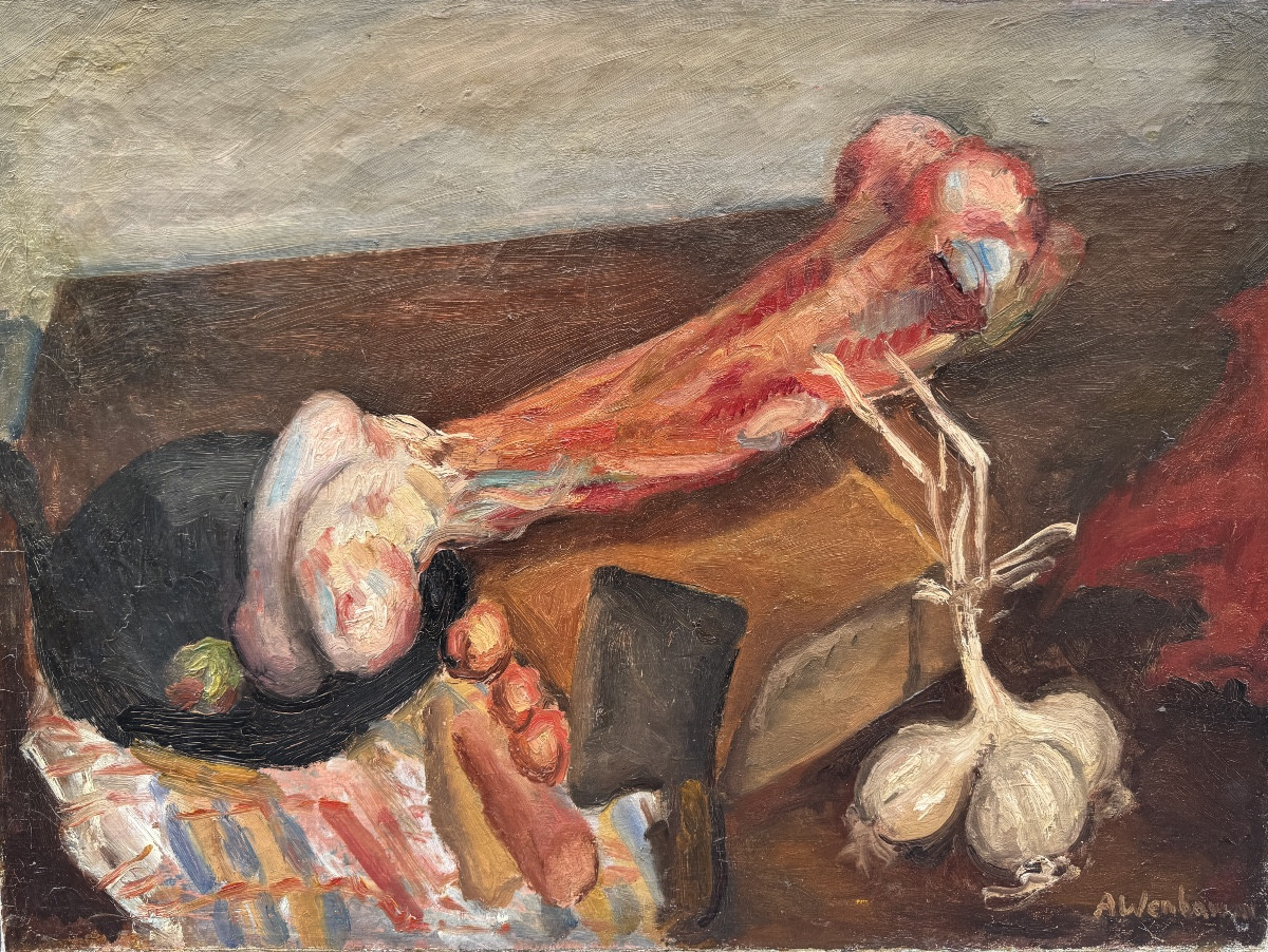 Abraham Wenbaum (kamenez- Podolski 1890 - Sobibor 1943) Still Life With Bone And Garlic
