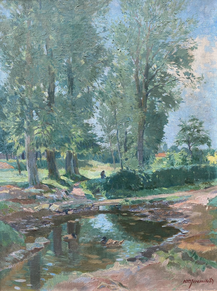 Nikola Jeremitch (Belgrade 1886 - Paris 1953) Serbie Paysage au bord de la rivière 