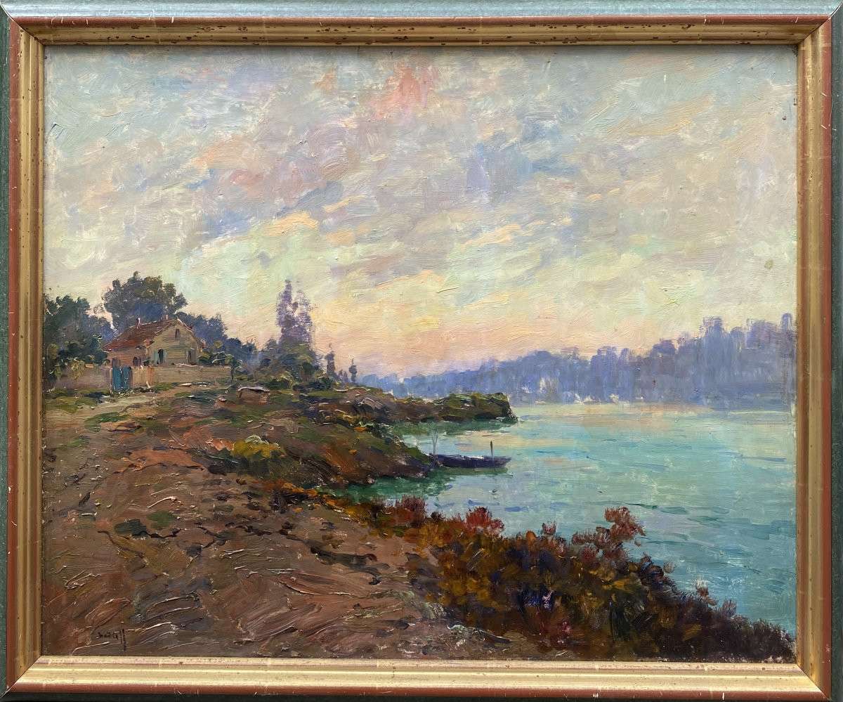 Alexandre Isaïloff (Constantinople 1869 - Paris 1944) Grec Au bord de la rivière -photo-4