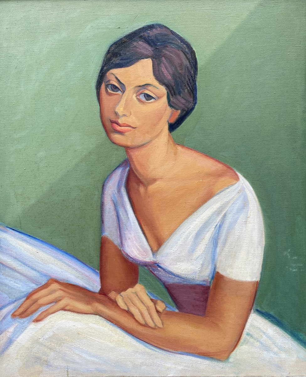 American School 20th Century Portrait Of A Seated Young Woman