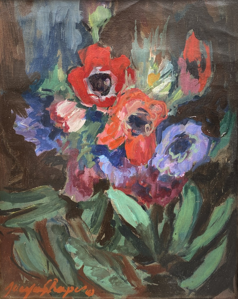 Jacques Chapiro (dunebourg 1897 - Paris 1972) Russia Bouquet Of Anemones