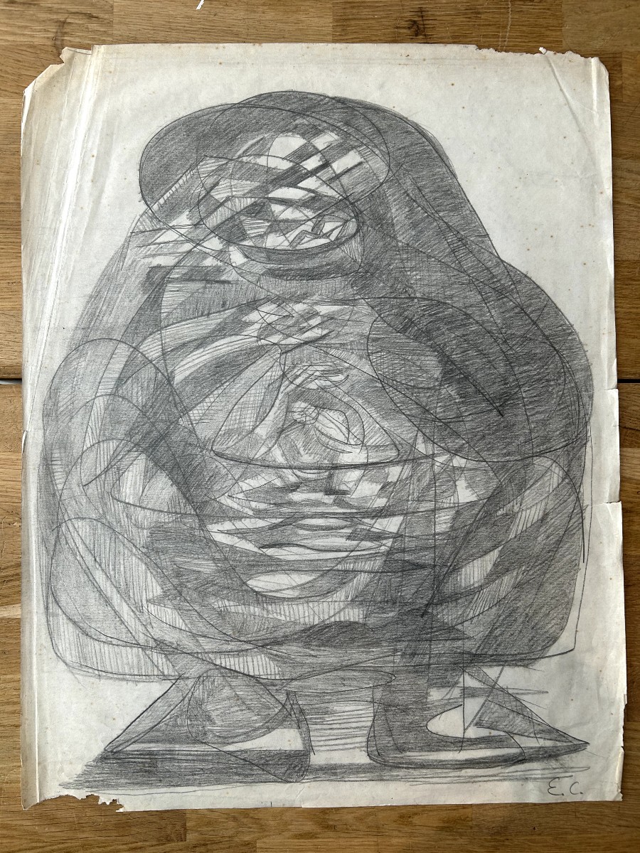 Esther Carp Polonaise Polish Personnage crayon sur papier 
