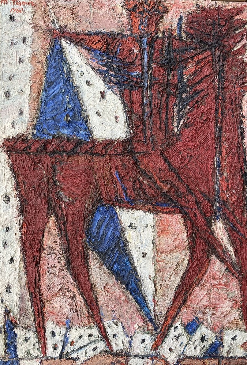 Moshe Tamir (1924 Odessa - 2004 Tel-aviv) Ukraine Abstract Equestrian Scene