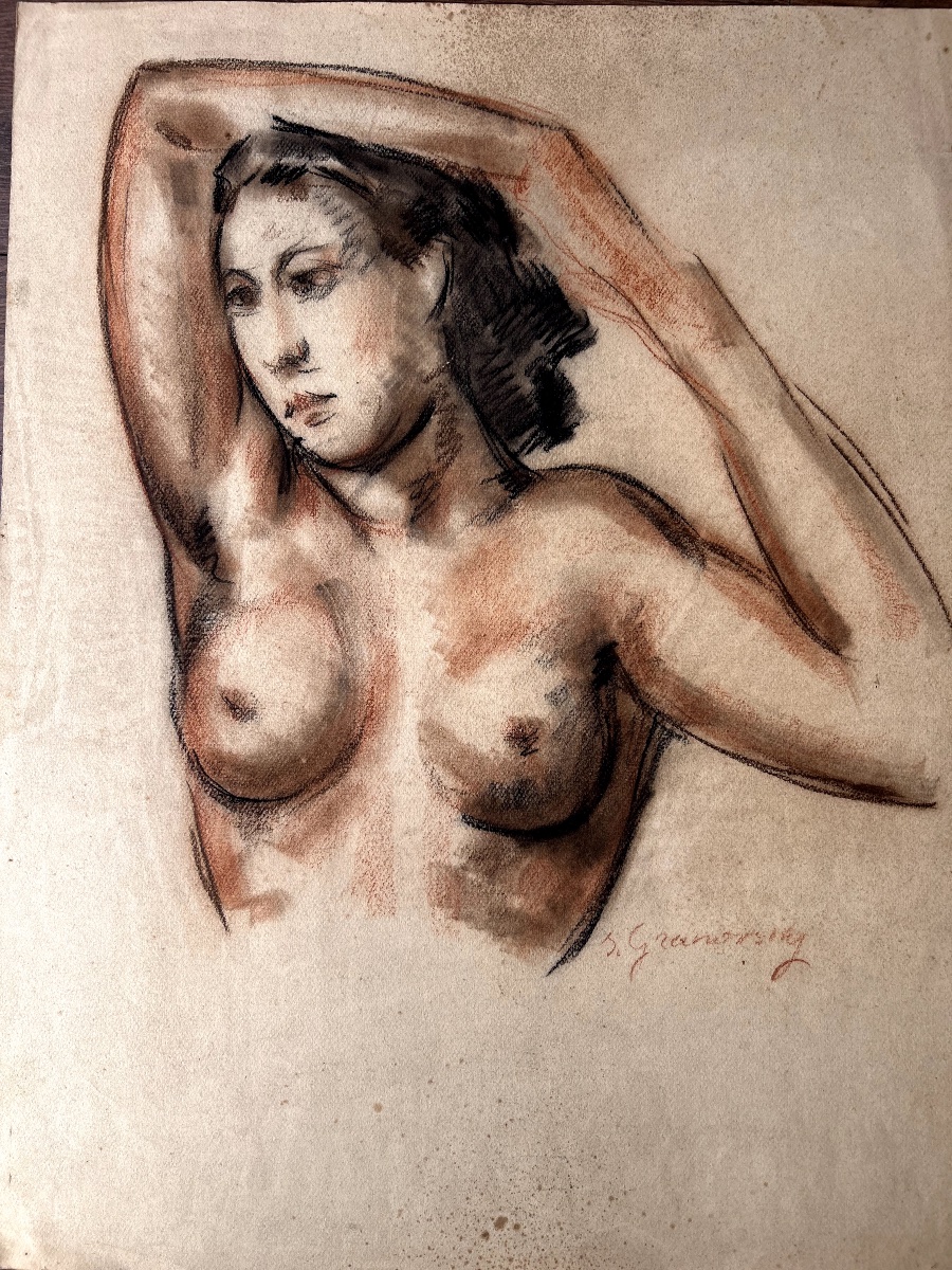Samuel Granovsky Woman's Bust Sanguine And Pastel On Ukrainian Paper