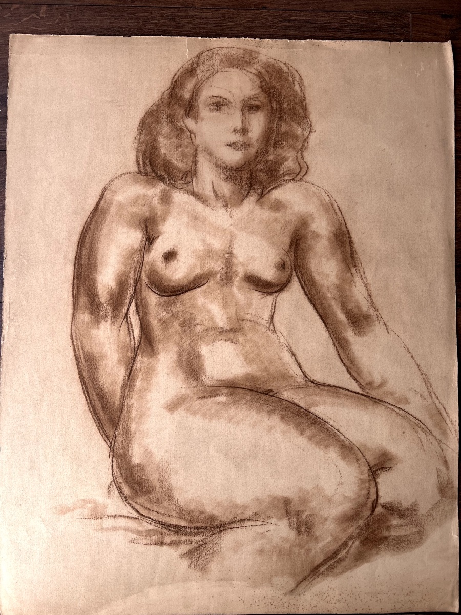 Samuel Granovsky (ekaterinoslav 1889 - Auschwitz 1942) Female Nude, Front Pastel On Paper