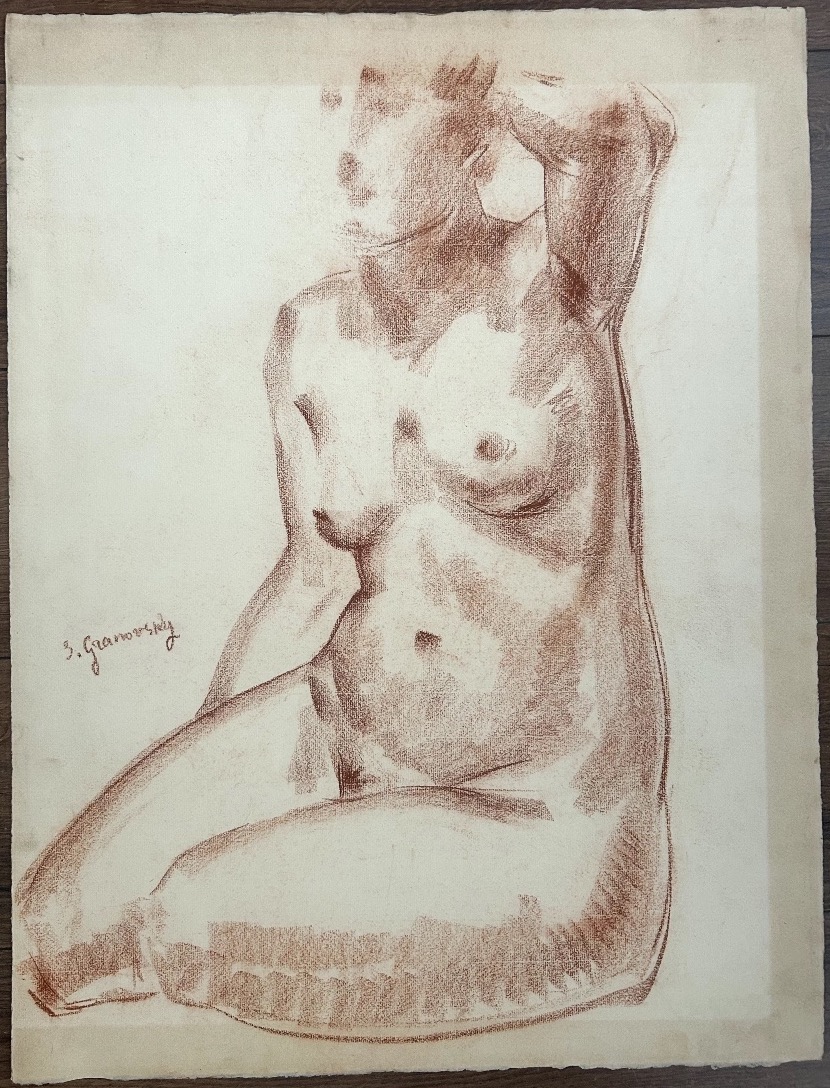 Sam GRANOVSKY (Ekaterinoslav 1889 - Auschwitz 1942) Nu assis sanguine sur papier