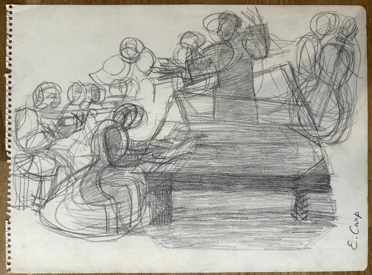 Esther Carp (skierniewice 1897 - Créteil 1970) Chamber Music Pencil On Paper