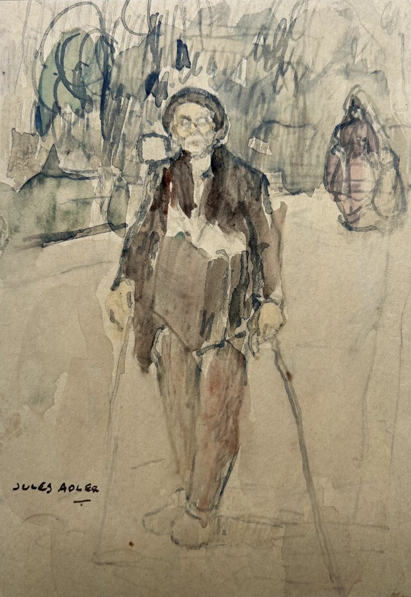 Jules Adler (luxeuil Les Bains 1865 - Nogent Sur Marne 1952) Walker Drawing
