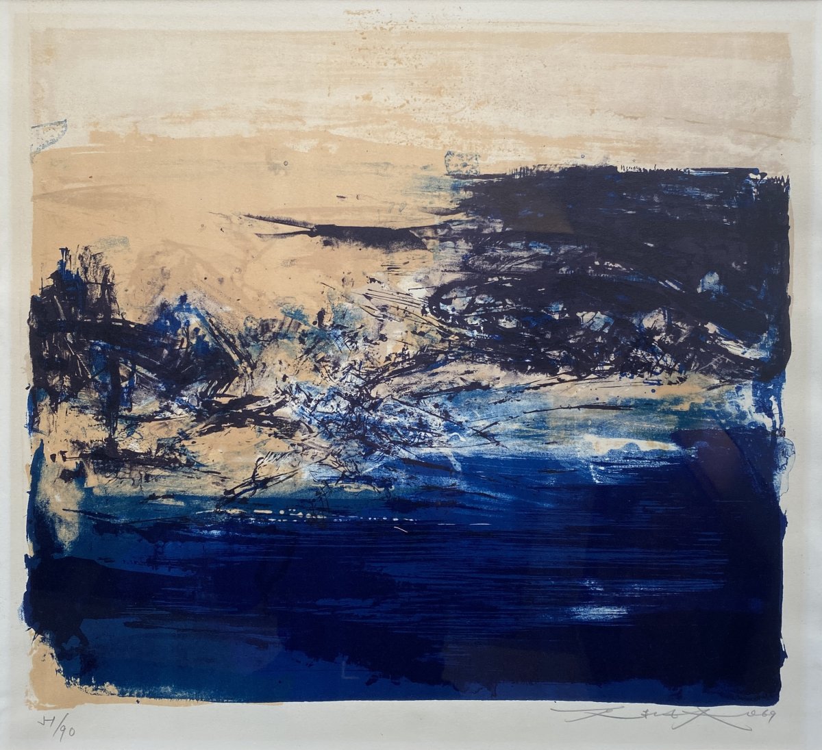 Zao Wou-Ki (Pékin 1920 - Nyon 2013) Chine Composition bleue 
