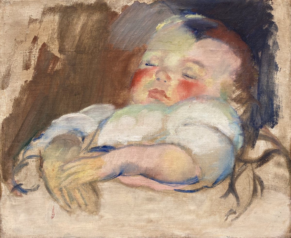 Henry Ottmann (Ancenis 1877 - Vernon 1927) Enfant endormi dans son berceau 