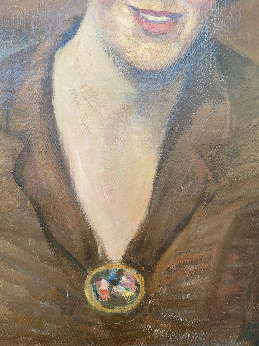 Nicolas Millioti (Moscou 1874 - paris 1962) Russie Portrait de femme au camée -photo-3