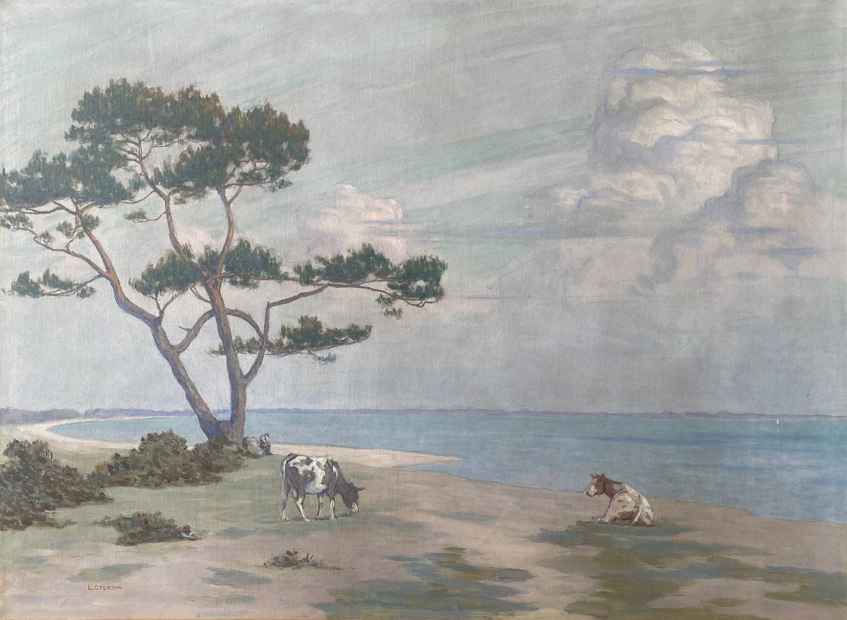 Louis Cylkow (Varsovie 1877- Paris 1934) Pologne Paysage aux vaches et au berger