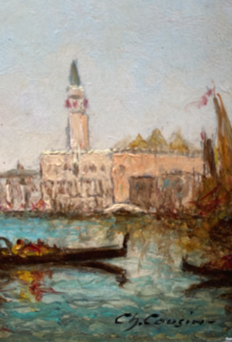 Charles Cousin (1807–1887) Gondolas In Venice -photo-3