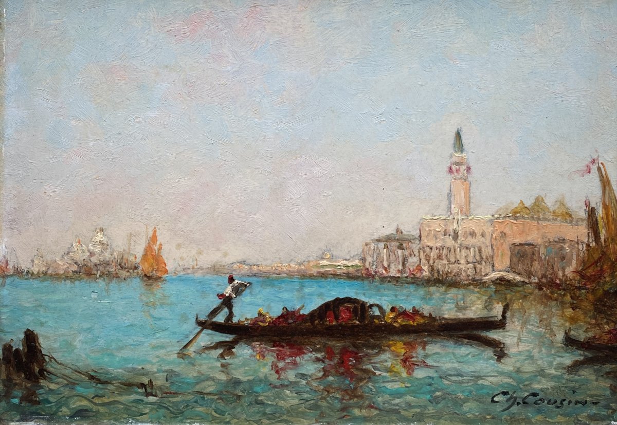 Charles Cousin (1807–1887) Gondolas In Venice 