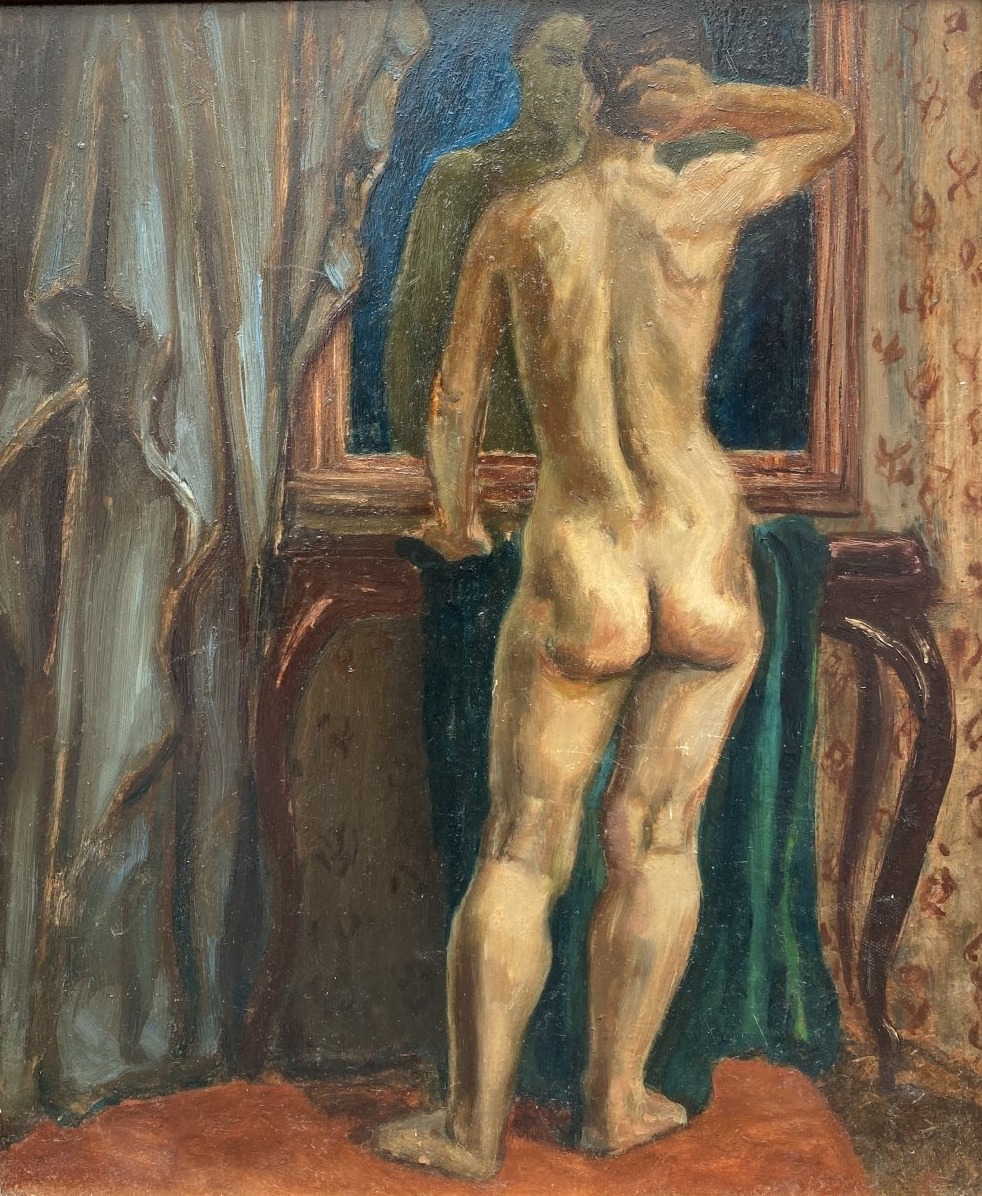 French School, 20th Century, Nude Male 