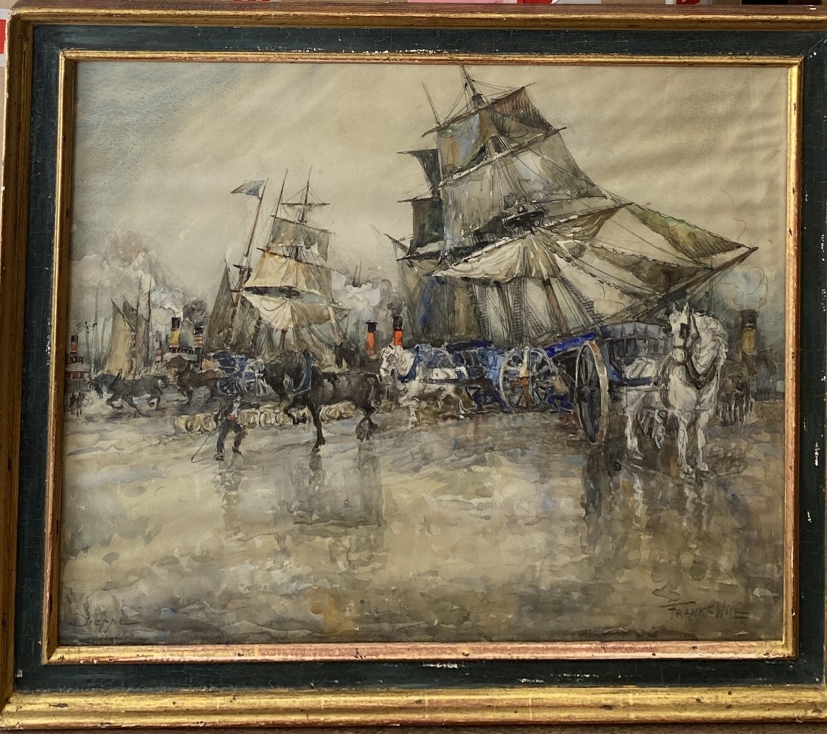Frank Will (Nanterre 1900 - Clichy 1950) Attelages sur le port de Dieppe-photo-2