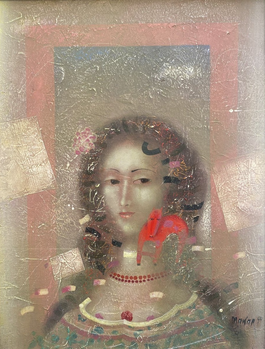 Vladimir Makarenko (1943, Novopushkarivka – ?) Ukraine Portrait Of A Woman With A Dog 