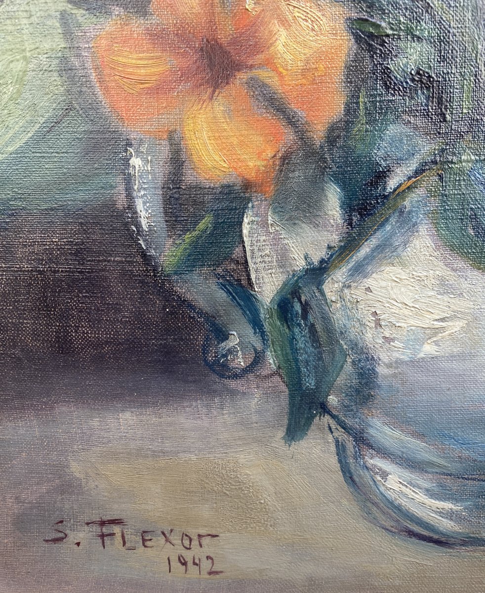 Samson Flexor (1907 Soroca – 1971 São Paulo) Brazil Bouquet Of Flowers -photo-3