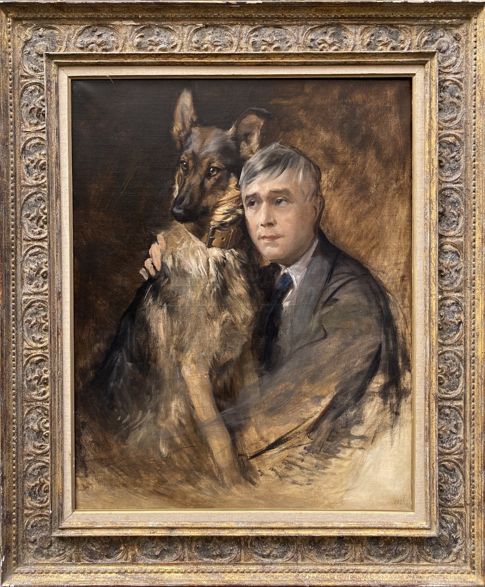 Tadé Styka (Kielce 1889 - New-York 1954) Pologne Portrait de Maurice Maeterlinck-photo-2