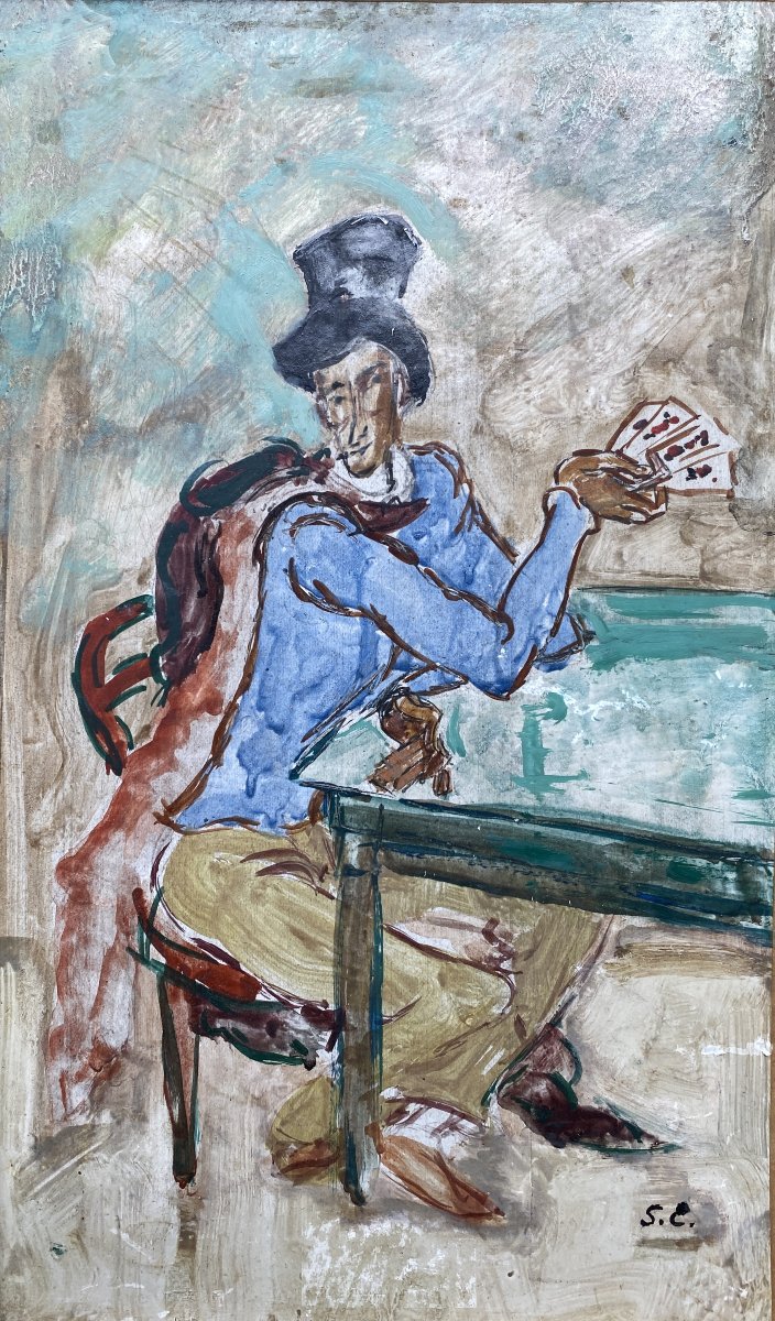 Stanislas Eleszkiewicz (Czutowe 1900 - Paris 1963) Le joueur de cartes 