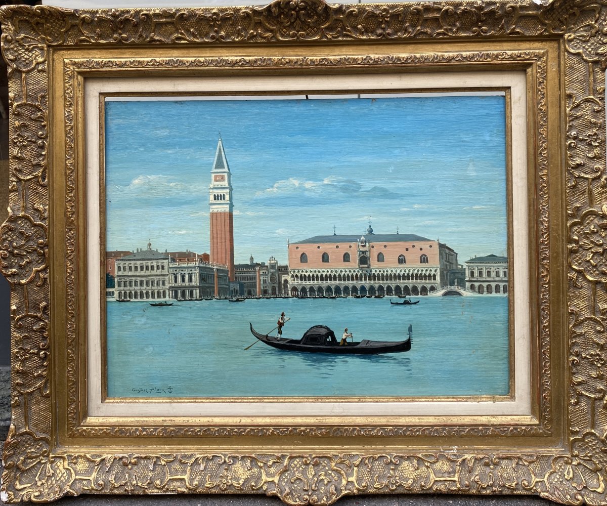 Gustave Alaux (Bordeaux 1887 - Paris 1965) Venise vue depuis San Giorgio -photo-2