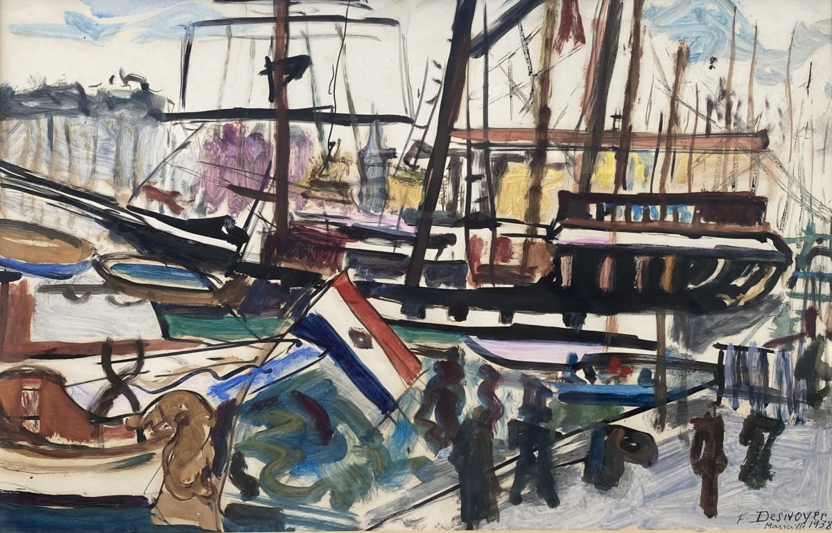 François Desnoyer (montauban 1894 – Saint-cyrien 1972) Old Port Of Marseille 