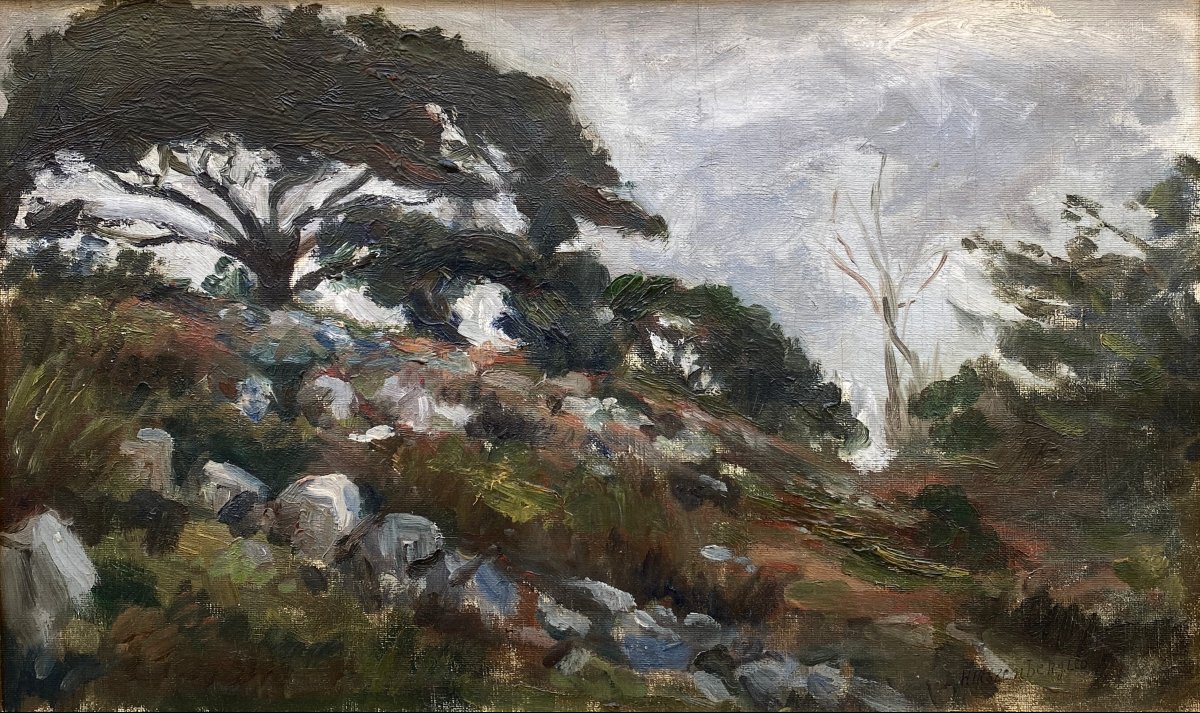 Leon Hirszemberg (Lodz 1870 - Paris 1945) Pologne Paysage rocheux et boisé 