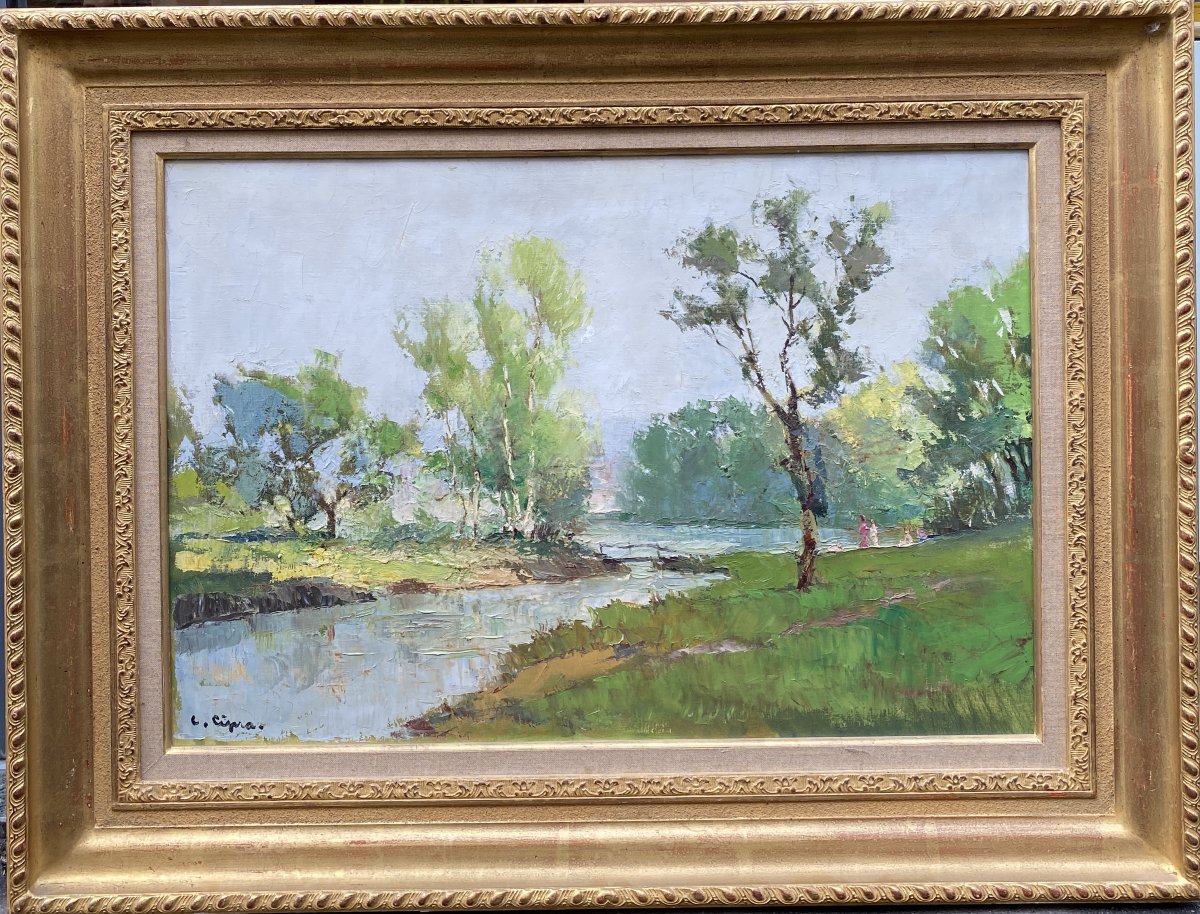 Jean Camille Cipra (pilsen 1892 – Paris 1952) Czech Republic Figures By The River -photo-2