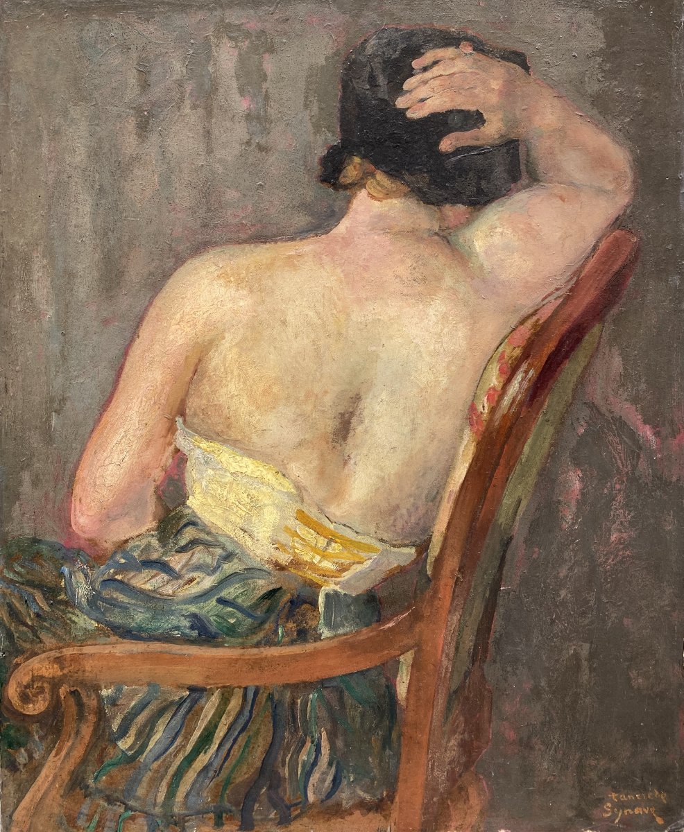 Tancrède Synave (1870 Paris - 1936 Paris) Portrait d'une jeune femme de dos 