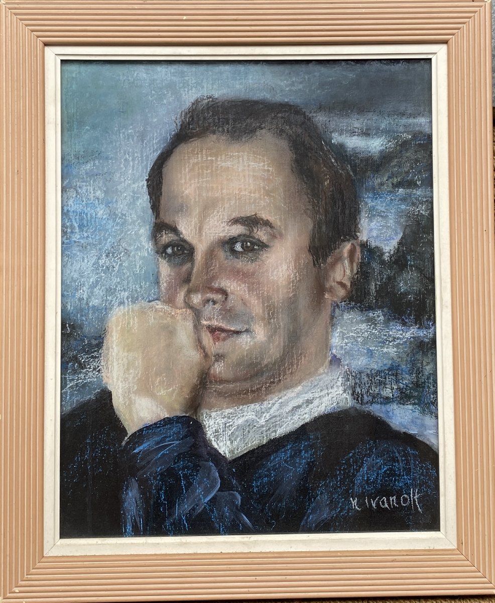 Nikolaj V. IVANOV (1885-1931) Portrait d'un homme à la chemise bleue -photo-2