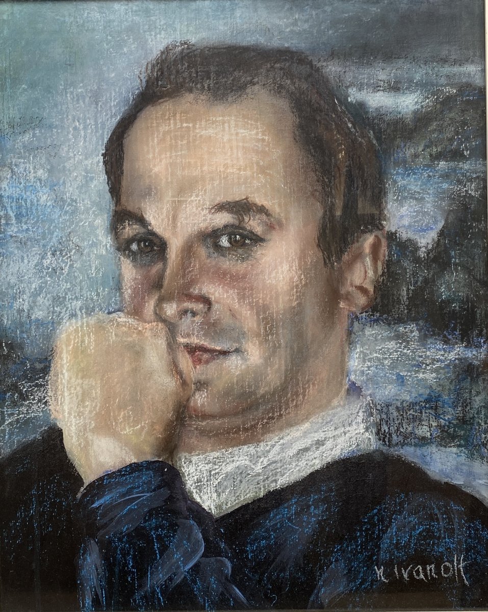 Nikolaj V. IVANOV (1885-1931) Portrait d'un homme à la chemise bleue 