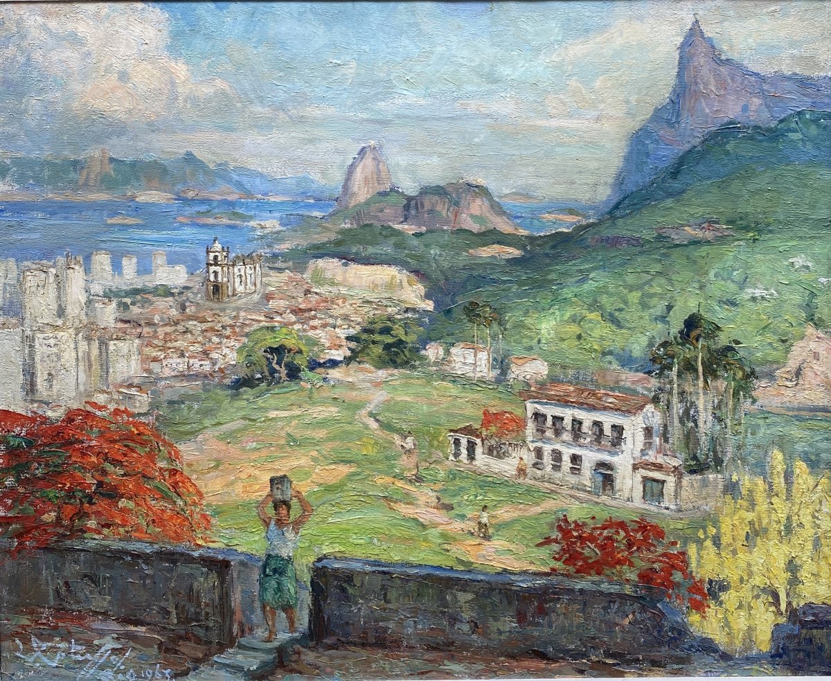 Leapoldo Gatuzzo (1887-1983) Brésil Vue de Rio de Janeiro 