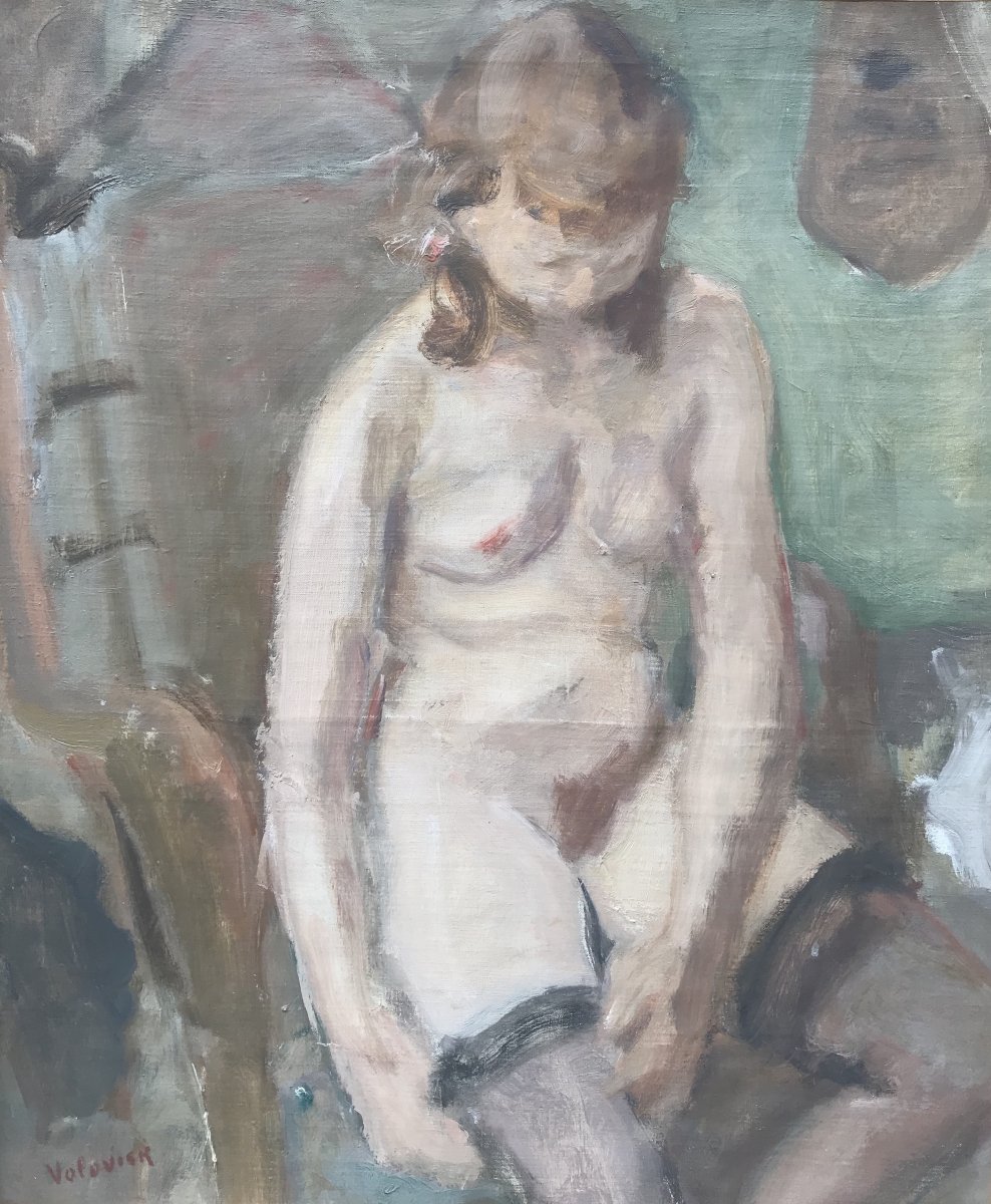 Lazare Volovick (1902 Krementchoug - 1977 Paris)  Лазарь Воловик Nu De Femme Aux Bas  