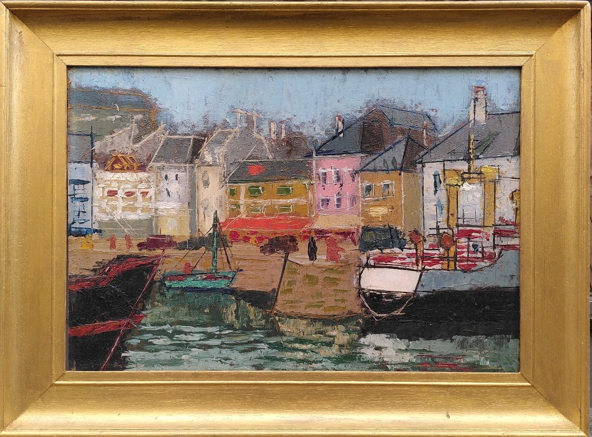 Lancelot Ney (1900 - 1965), Port Breton, Oil On Hardboard