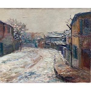 Josef Syrovy (1879-1956) View Of Snowy Montmartre 