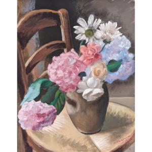 Abraham Weinbaum (1890-1943) Bouquet De Fleurs Sur Une Chaise 