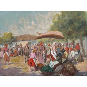 Hungarian School, "hungarian Market Scene"