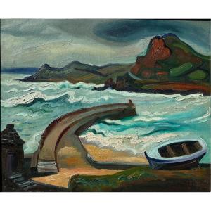 Pierre LE TRIVIDIC (Rouen 1898 - Rouen 1960), "Dielette dans la Manche"