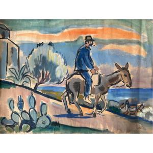 Laszlo BARTA (1902-1961), "Paysage de Crète"