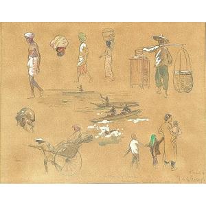Joseph De La Neziere (1873-1944), "scene Of Life In Korea"