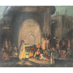 Amandus FAURE (1874-1931), "Au coin du feu scène orientale"