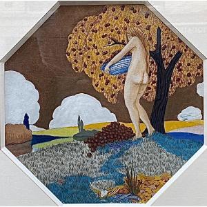 Nicola Alexandrescu ( 1884-1957 ) Roumanie Projet décors des quatre saisons Automne 