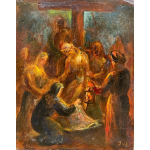 Władysław Jahl (1886-1953) Jarosław Poland Descent From The Cross