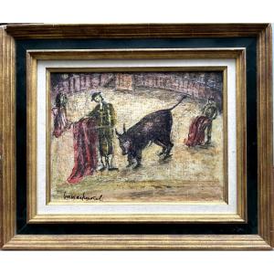 Boris Borvine FRENKEL Scène de tauromachie huile sur toile