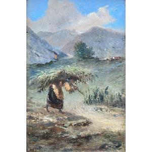 Bernard Pegot (1830-1900) Femme portant un fagot 